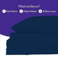 thumbnail image 3 of 800 Thread Count 100% Egyptian Cotton Sheet Set, 4 Pc Set, Sateen Weave,Soft Luxury Bedding, Fits Upto 15" Inch Deep Pocket (Navy Blue Stripe, California King Size), 3 of 7