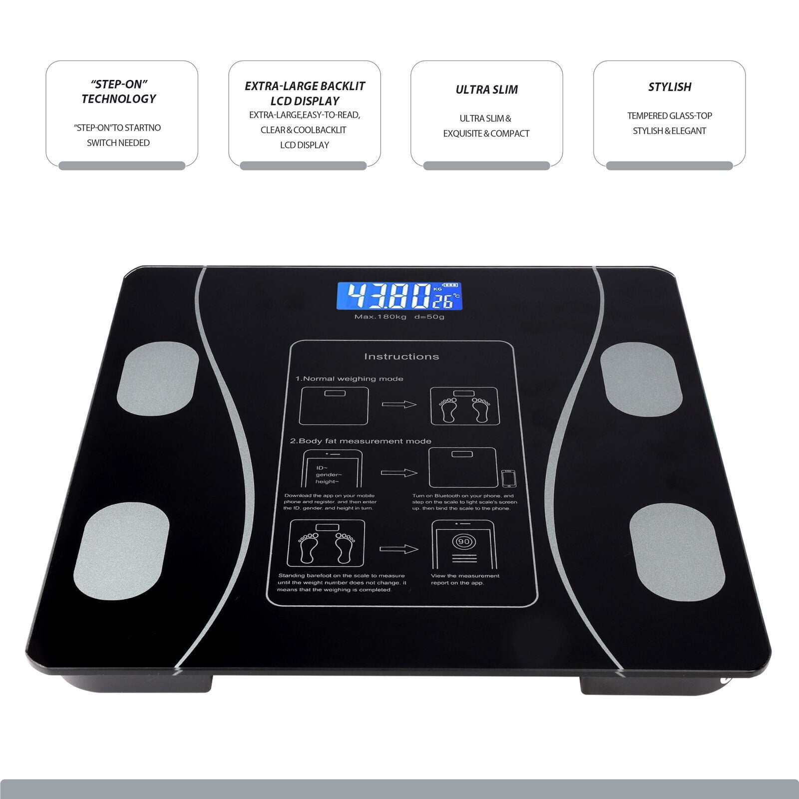 Digital Body Weight, Scale Backlit Display Bathroom, Scale High PrecisionBluetooth