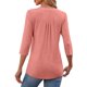 thumbnail image 5 of Camiseta con cuello en V y detalle de volantes para mujer: manga 3/4, informal de verano, tejido transpirable, ideal para combinar con vaqueros, 5 of 5