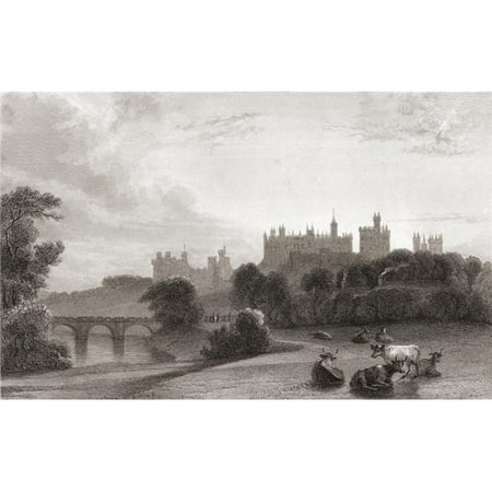 Alnwick Castle Alnwick Northumberland England in The Early 19th Century. Used As Location in Harry Potter Films From Churtons Portrait & Lanscape Gallery Published 1836 Poster Print, 17 x