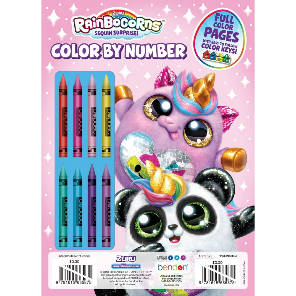 Rainbocorns 32 Page Color By Number Coloring and Activity Book with 8 Crayons - Walmart.com