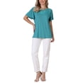 thumbnail image 2 of Summer Tops for Women 2026 Short Sleeve Shirts V Neck Dressy Casual Tunic Tops 2XL Turquoise, 2 of 6