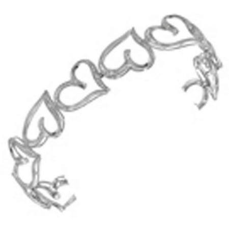 10k White Gold Womens Round Diamond Heart Bangle Bracelet 1/8 Cttw