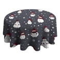 thumbnail image 4 of Dark Christmas Snowman Pattern Round Tablecloth 60"x60",Wrinkle Wipeable Table Cloth for Kitchen Dining Room Picnic Patio Party, 4 of 6