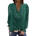 thumbnail image 1 of Asyoly Women's Casual Long Sleeve Blouse Lace Crochet V Neck Button Keyhole Back Top Shirt, 1 of 6