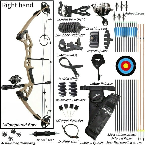 AMEYXGS Archery US Compound Bow Arrows Set 30-55lbs Adjustable Archery Hunting Fishing RH LH