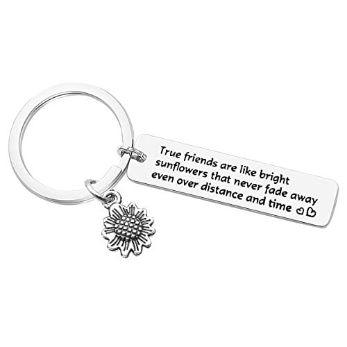 sister no matter where Set of 2 Friendship gift name keyrings best friend distance keychain birthstone long distance relationship