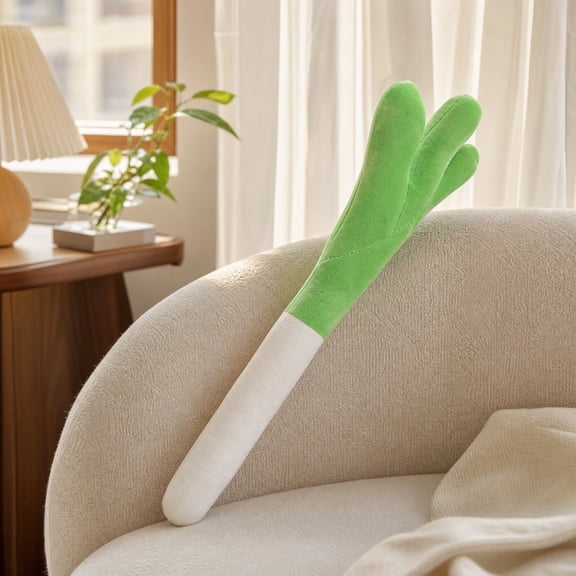 Wizlet Simulation Green Onion Shaped Stuffed Plush Toy, Realistic Leek Plush Doll Ornament, Novelty Vegetable Themed Soft Decor Plush