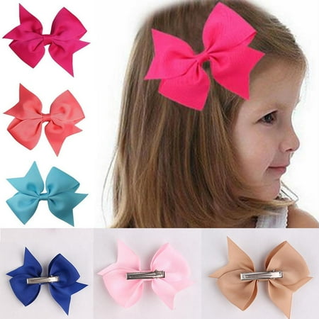 10pcs Girls Ribbon Bow Hair Clip Kids Alligator Clips Party Hair Accessories (Best Glue For Making Hair Bows)