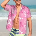 thumbnail image 7 of Gukieu Breast Cancer Awareness (3) Print Men's Short-sleeved Shirts, Button-down Lapel Hawaiian Shirts, T-shirts, Beach Vacation Summer Casual Wear,X-Large, 7 of 7