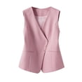 thumbnail image 2 of Women Solid Color Sleeveless Vest, Lightweight Layering Piece V Neck Asymmetrical Button Outerwear, 2 of 4