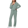 thumbnail image 3 of Conjuntos de Dos Piezas para Mujer, Moda de Otoño 2025, Pantalones Anchos, Conjunto de Estar por Casa, para Viajes y Vacaciones. Verde L, 3 of 9