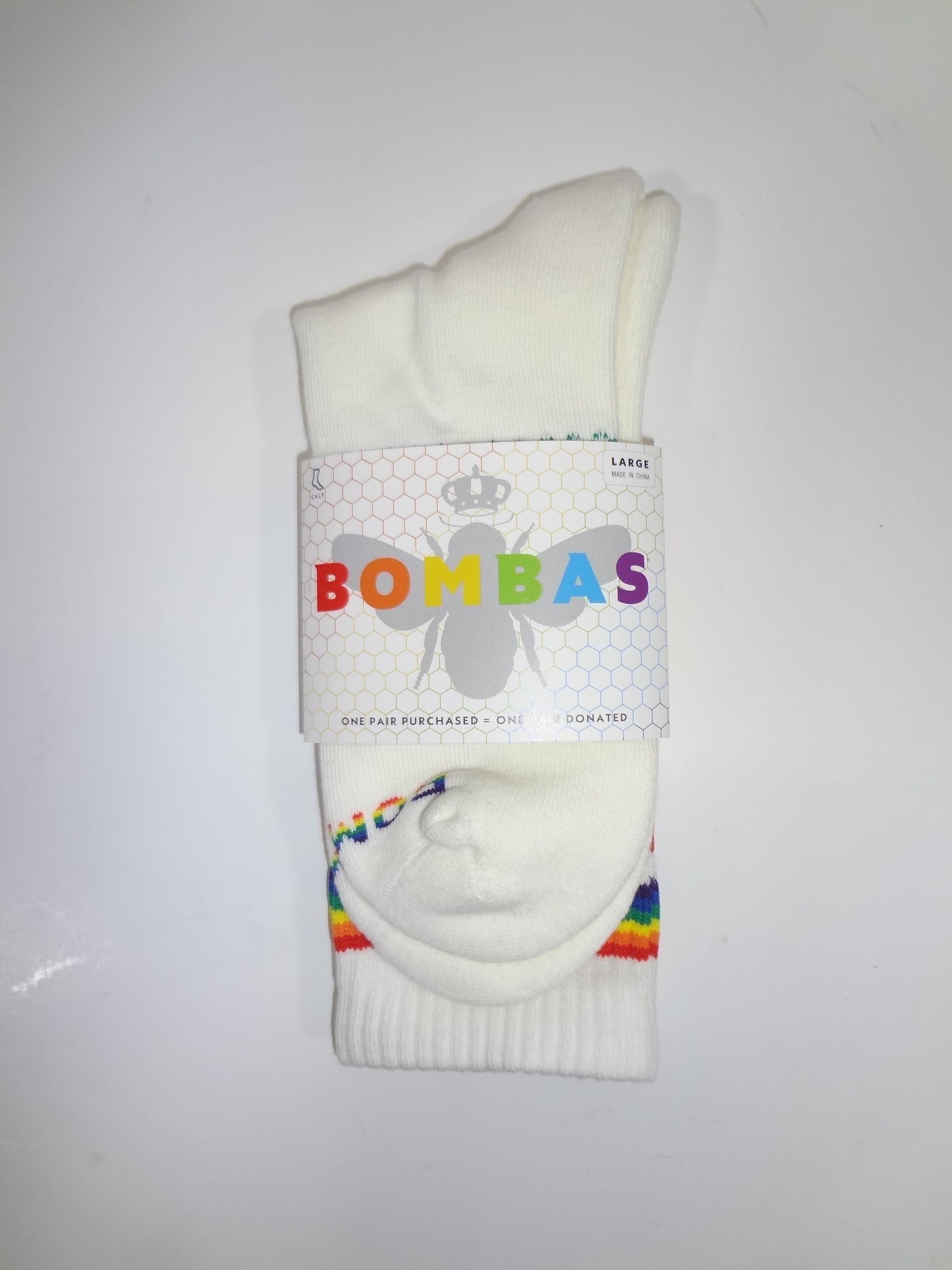Bombas Bee Proud Calf Socks White Multi for Women (L)