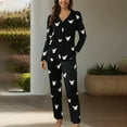 thumbnail image 2 of WCJM Womens 5T Outfits Women Casual Lapel Button Print Two Piece Long Sleeve Pajamas Pajamas Suit Two-Piece Set Women Pajama Sets, 2 of 4