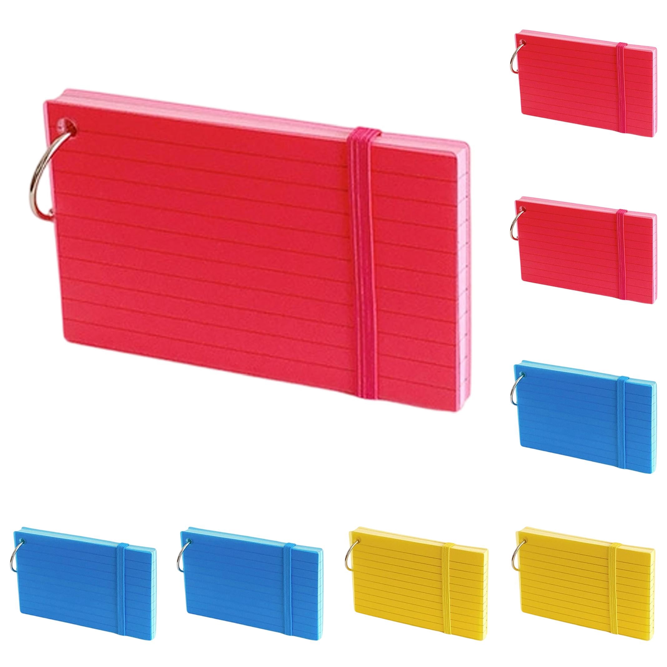 Solivara Lined Index Cards With Ring And Pp Cover Elastic Band Colorful Study And Vocabulary Cards (Pink*3+Blue*3+Yellow*3+Green*3,12Pcs)