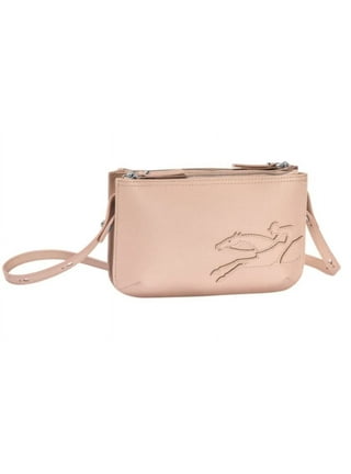 LONGCHAMP Roseau Leather Crossbody Handbag In Poppy Pink