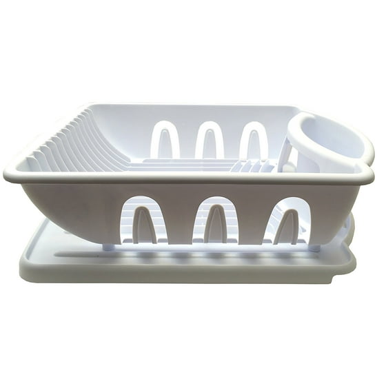 White Sterilite Two Piece Sink Set Dish Rack Drainer Kitchen White Sterilite Two Piece Sink Set Dish Rack Drainer Kitchen Perimeter Cup Holder Room Flatware Com