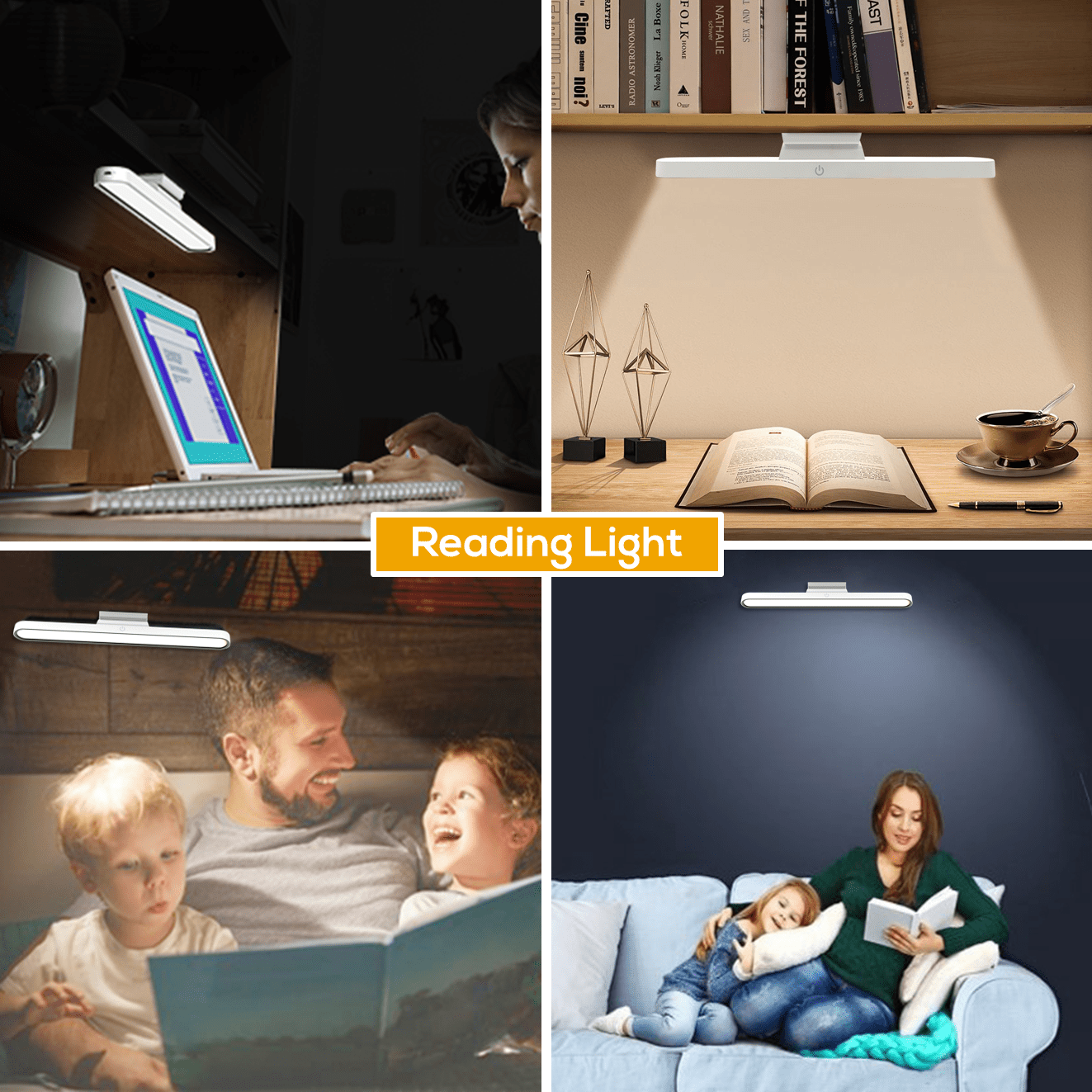 Under Cabinet Lights - Rechargeable 28 LED Closet Lights w/ Adjustable Angle, Stepless Dimming and 3 Color Modes, Under Counter Lights for Kitchen, Wall Read Light(3 Pack)