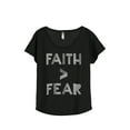 thumbnail image 1 of Faith Greater Than Fear Women's Fashion Slouchy Dolman T-Shirt Tee Heather Black 2X-Large, 1 of 4