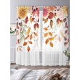 thumbnail image 3 of Fall Leaf Autumn Flowers Orange Botanical Thanksgiving Farm Sheer Curtains 84 inches Long, Light Filtering Sheer Window Curtains Rod Pocket Voile Drapes for Bedroom Living Room, 2 Panels 52"W x 84"L, 3 of 7