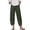 *Army Green, variant on Women's Cotton-Linen Cropped Pants,Crochet Lace Trim Trousers For Women,Ladies Tulip Hem Boho Casual Pants with Pockets,White,S-3XL
