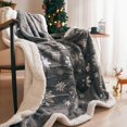 thumbnail image 5 of Christmas Throw Blanket Dark Grey Picnic Blankets for Couch Winter Blankets with Silver Snowflake Printed Soft Microfiber Blanket Travel Outdoor Camping Blanket 50x60 Inches, 5 of 6