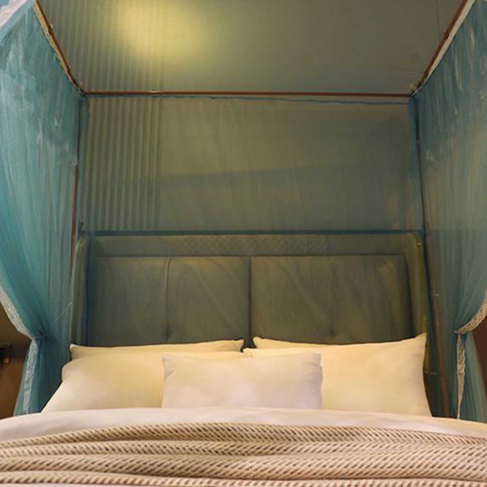 Canopy with Ruffles, U-shaped Double Tier Mosquito Net for Girls Bedroom,Bed Frame Curtain Brackets,Bedroom Decoration