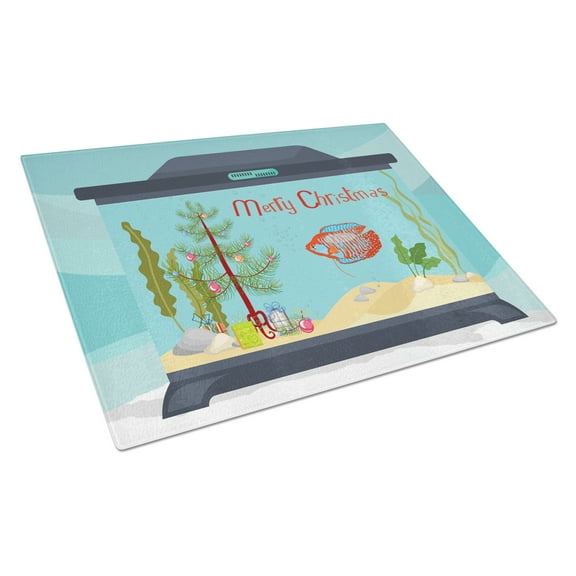 Carolines Treasures CK4524LCB Dwarf Gourami Merry Christmas Glass Cutting Board Large, 12H x 16W, multicolor