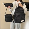 thumbnail image 2 of Clearance！Polka Dot Backpack Set 3Pcs Cute Daypack Kawaii Nylon Backpacks for Travel Daily Use Black, 2 of 8