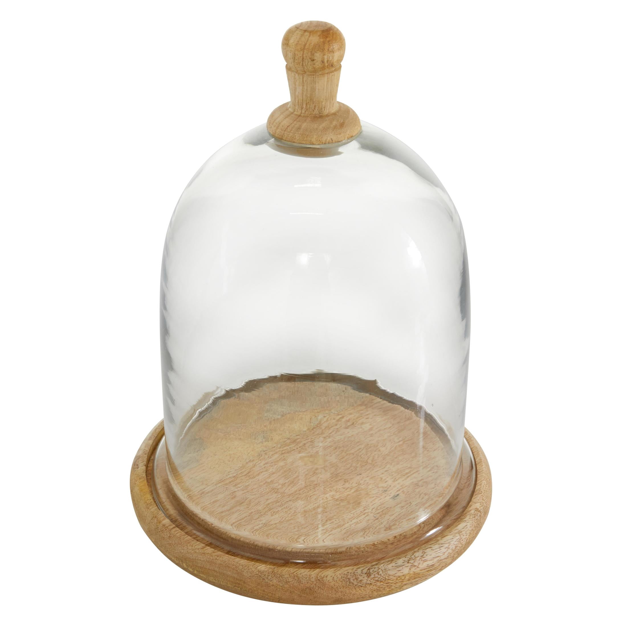 DecMode 8" x 11" Brown Glass Decorative Stand with Glass Lid, 1-Piece