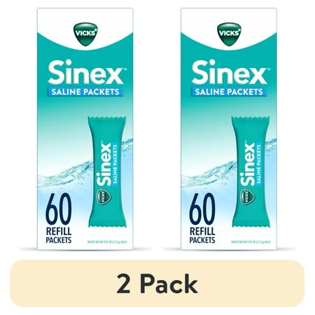(2 pack) Vicks Sinex Saline Nasal Rinse, 60 Refill Packets
