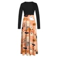 thumbnail image 4 of Dresses for Women Long Sleeve Halloween Printed Hepburn Style Retro Round Neck Dress With Patchwork Long Skirt, 4 of 5