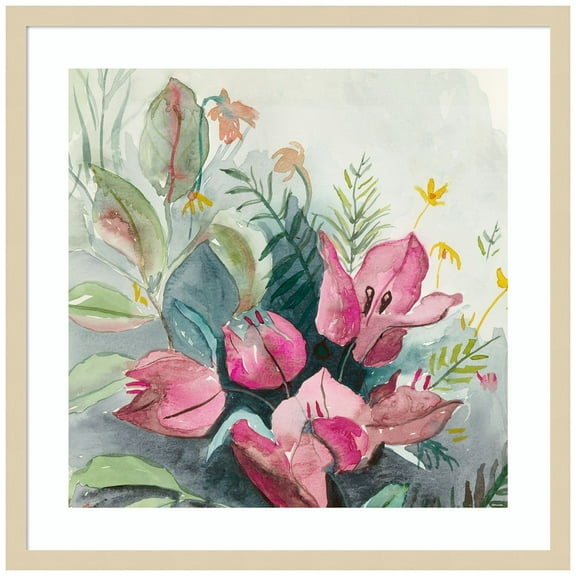 Amanti Art Bougainvillea Garden I Wood Framed Wall Art Print