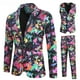 thumbnail image 3 of Trajes navideños para hombre, traje de 3 piezas de corte regular, estampado de copos de nieve, muñeco de nieve, chaqueta, pantalones, chalecos, conjunto de traje para hombre para Navidad, 3 of 5