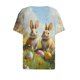 thumbnail image 4 of Blusas de Verano de las Mujeres Casual Gradiente Manga Corta V-Cuello Superior, Ligera Imitación de Tela de Estante para la Primavera Y el Verano Diario Y de Fiesta, 4 of 5