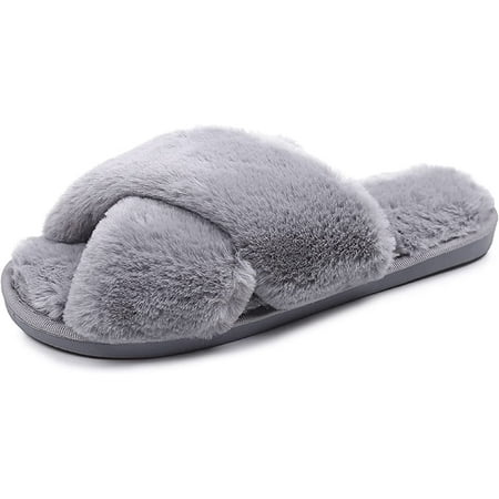 

PIKADINGNIS Women s Slippers Simple Cross Slippers Leopard Slippers Plush Slippers Open Toe Home Sandals Summer Slippers