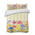 thumbnail image 2 of Yellow Plaid Tulip Queen Size Down Alternative Comforter, Lightweight Comforter Quilt Bedding Set with Pillow Shams Spring Floral Watercolor Botanical All Seasons Bed Comforter Duvet Insert 90"x96", 2 of 7
