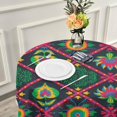 thumbnail image 6 of SKYSONIC Ikat Geometric Folk Art Round Tablecloth 60inch Indoor Wrinkle Free, Mexica Colorful Style Circular Lace Table Cover Washable for Kitchen Party BBQ Dining Decor, 6 of 7