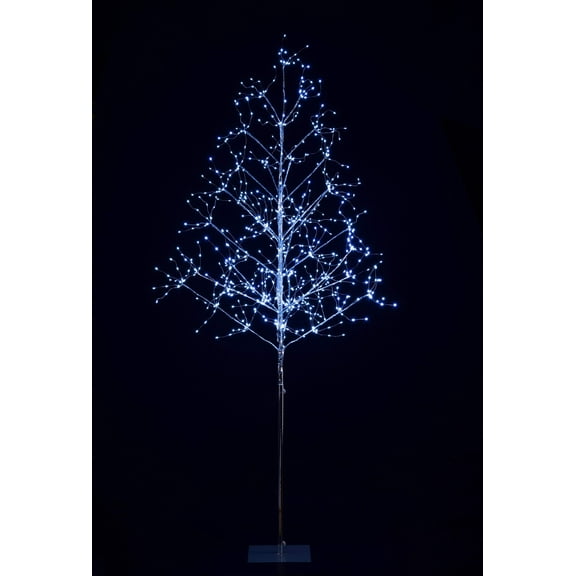 6' Pure White LED Silver Branch Tree