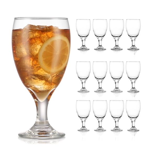Libbey Classic Goblet Party Clear Glass Set of 12, Dishwasher Safe Drinking Goblets for Iced Tea, Sangria, and More, Ideal Goblet Glassware for Parties