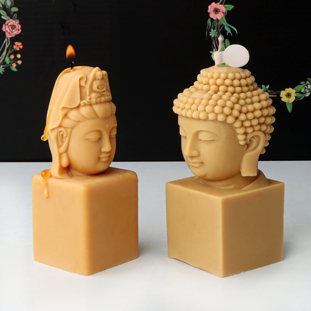 CIYISON Silicone Candle Mold Avalokitesvara Buddhas Head Epoxy Gypsum Mould for Resin