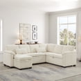 thumbnail image 3 of 97*76 Inch L-Shaped Sectional Sofa Couch with Storage Seat and Storage Ottoman,Chenille Fabric Corner Sofa  Couch with 7 Seats & 2 Pillows for Living Room, 3 of 18