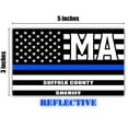 thumbnail image 2 of Reflective Suffolk County Massachusetts MA Thin Blue Line Stealthy Old Glory USA Flag | Honoring Law Enforcement Officers Sheriffs | County State Decal Bumper Sticker 3M Vinyl 3" x 5", 2 of 3