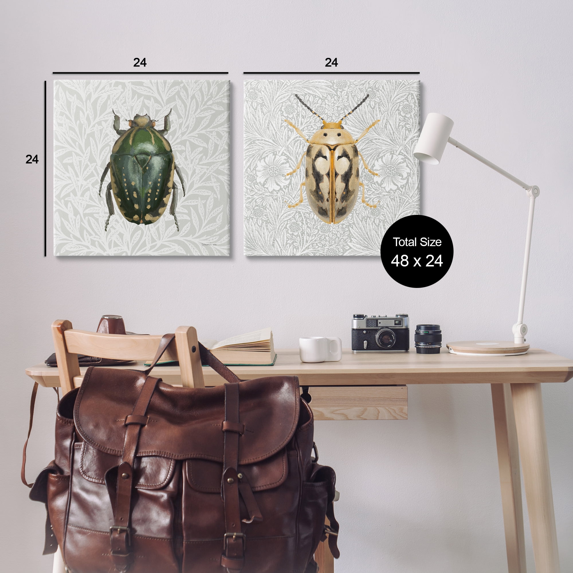 Stupell Industries Beetle Insect Portrait Animals Painting Wrapped Canvas Art Print Wall Art, 24 x 24, Set of 2