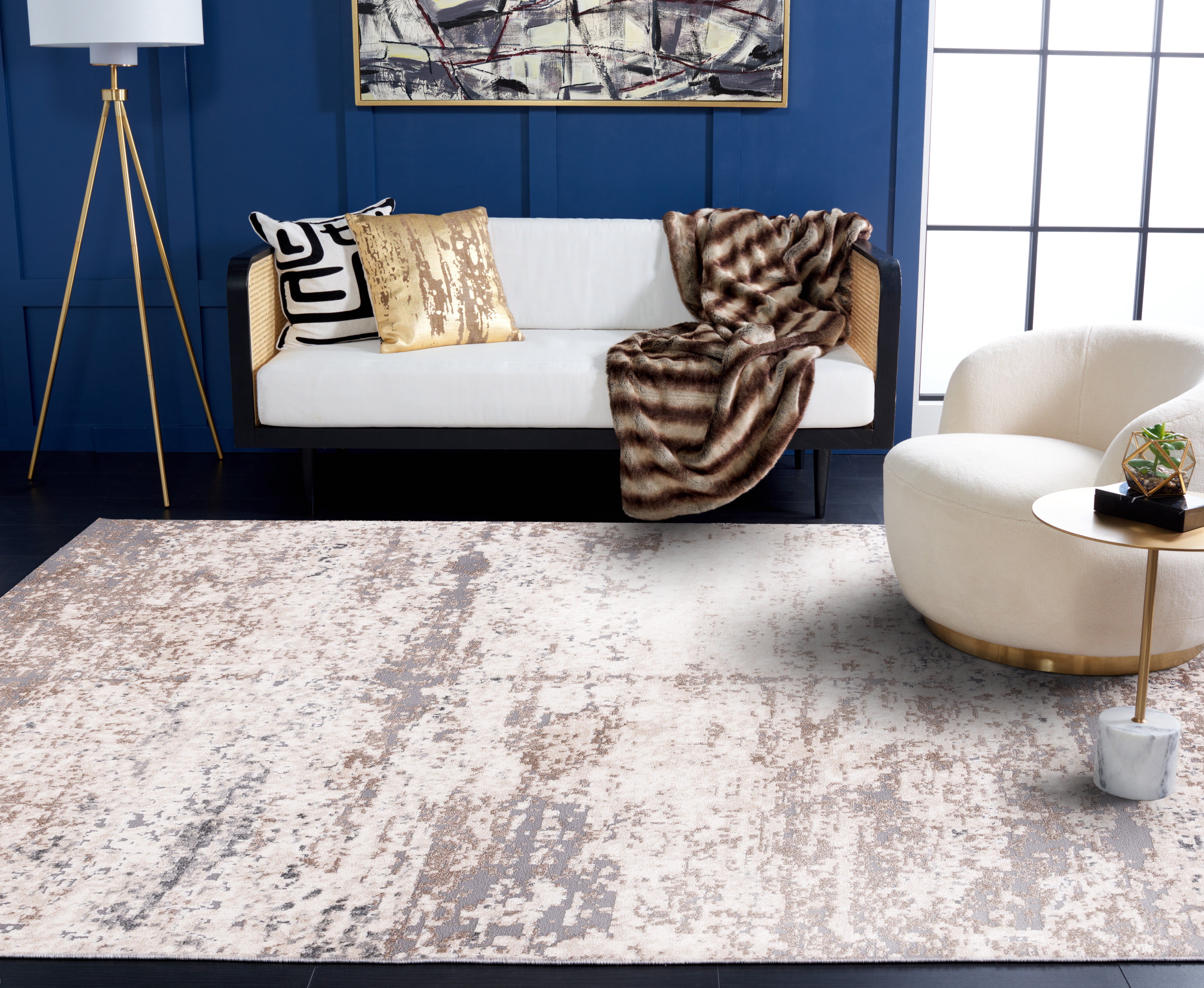 SAFAVIEH Aston Stephanie Abstract Area Rug, Ivory/Gray, 4' x 6'