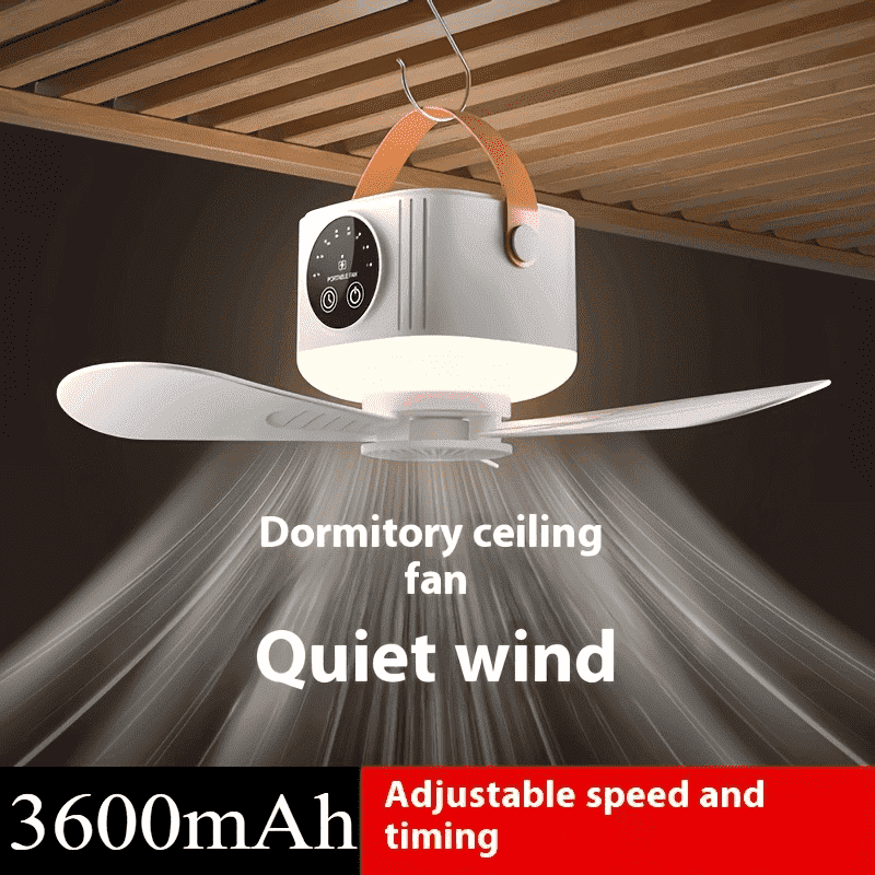 HEEYCEM Portable Mini Ceiling Fan with Remote Control & LED Night Light, Quiet Battery Powered Fan for Bedroom, Kids Room, Nursery, RV, Tent and Camping