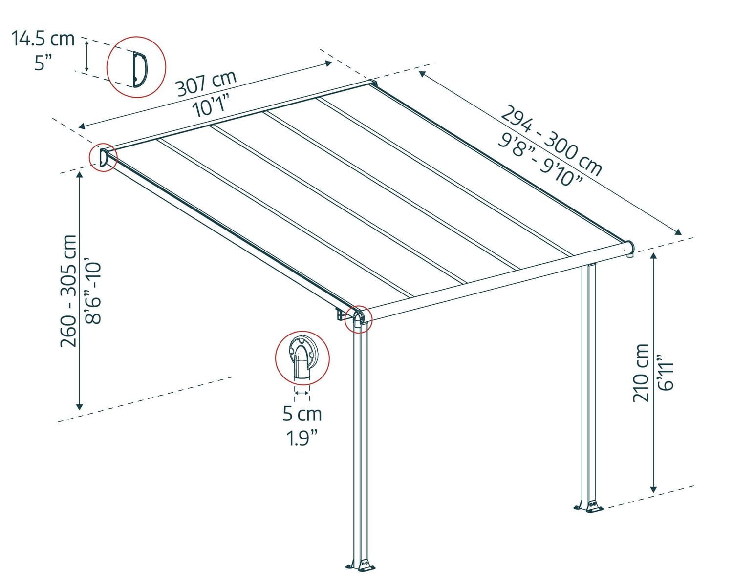 CANOPIA by PALRAM Olympia 10 ft. x 10 ft. Aluminum Patio Cover - White