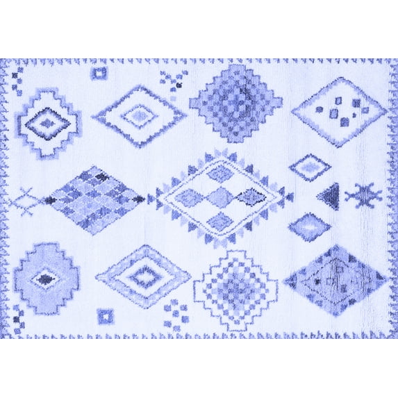 Ahgly Company Indoor Rectangle Solid Blue Modern Area Rugs, 5' x 7'