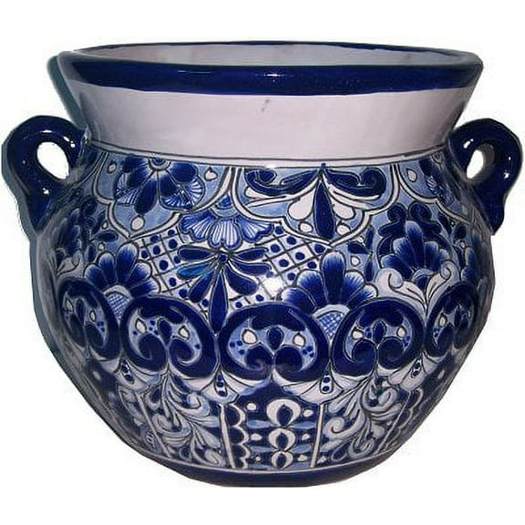 Medium-Sized Zacan Mexican Colors Talavera Ceramic Garden Pot