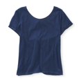 thumbnail image 4 of Camiseta básica recortada con nudo en la espalda Aeropostale para mujer azul XS, 4 of 4